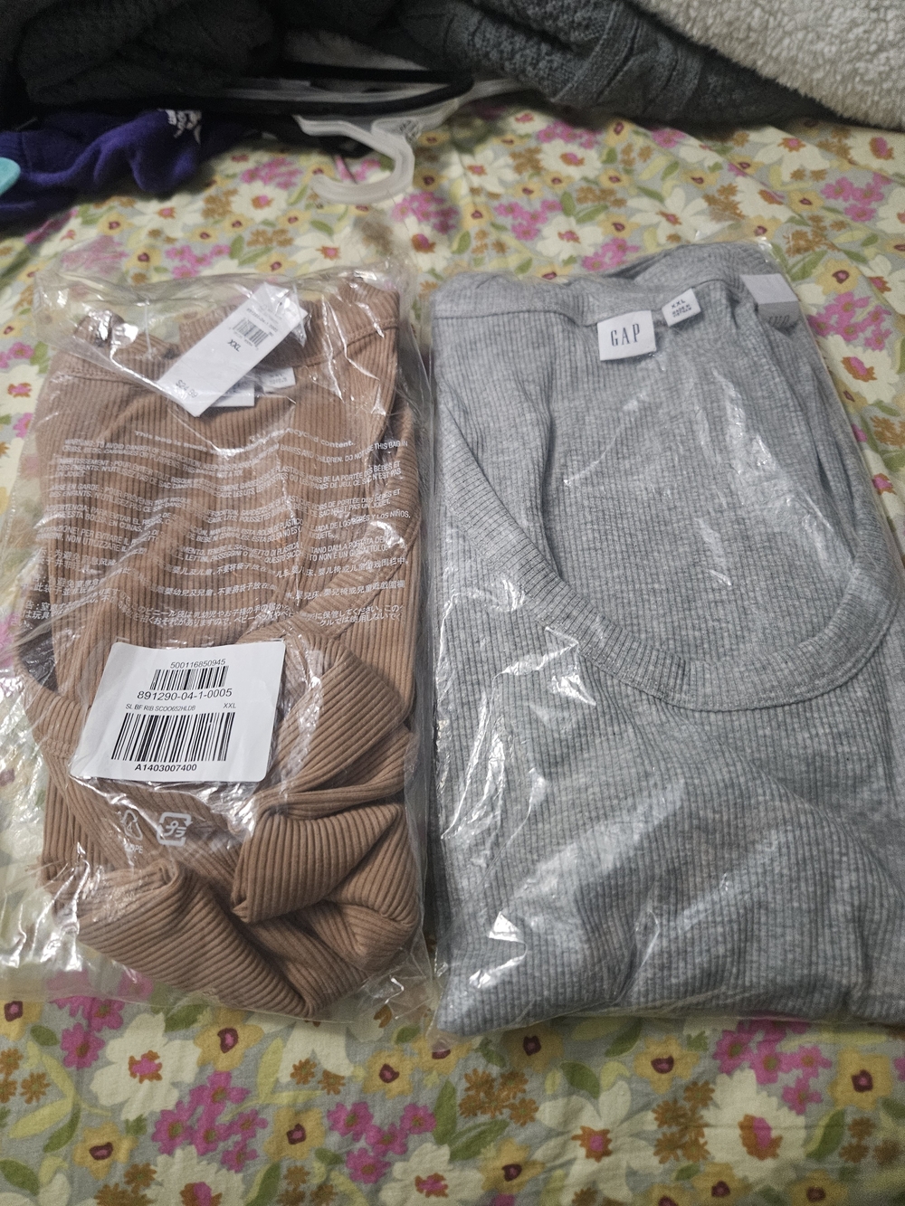 GAP Ribbed Tank Top - Light Gray And Beige